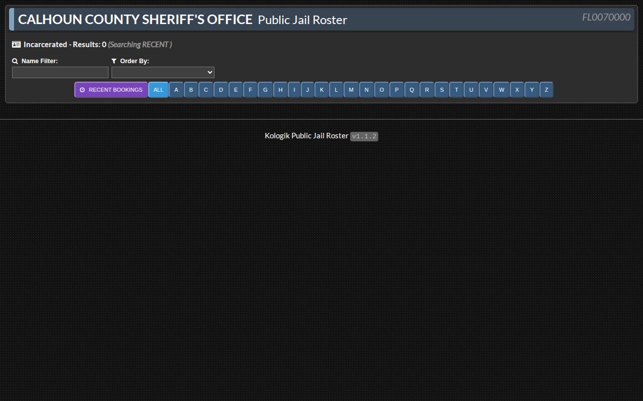 Calhoun County Jail Log current custody controls, not a 24-hour release list