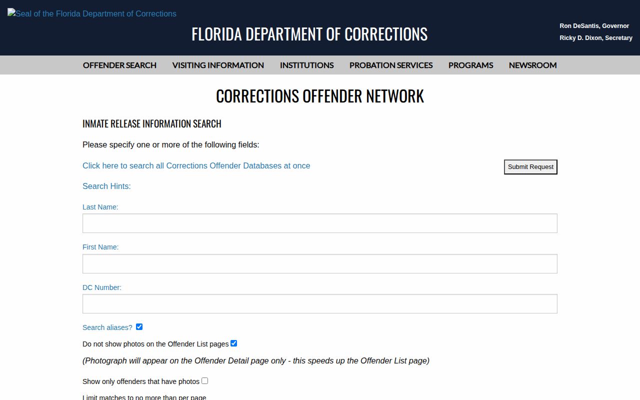 FDC Calhoun County released inmate photo search
