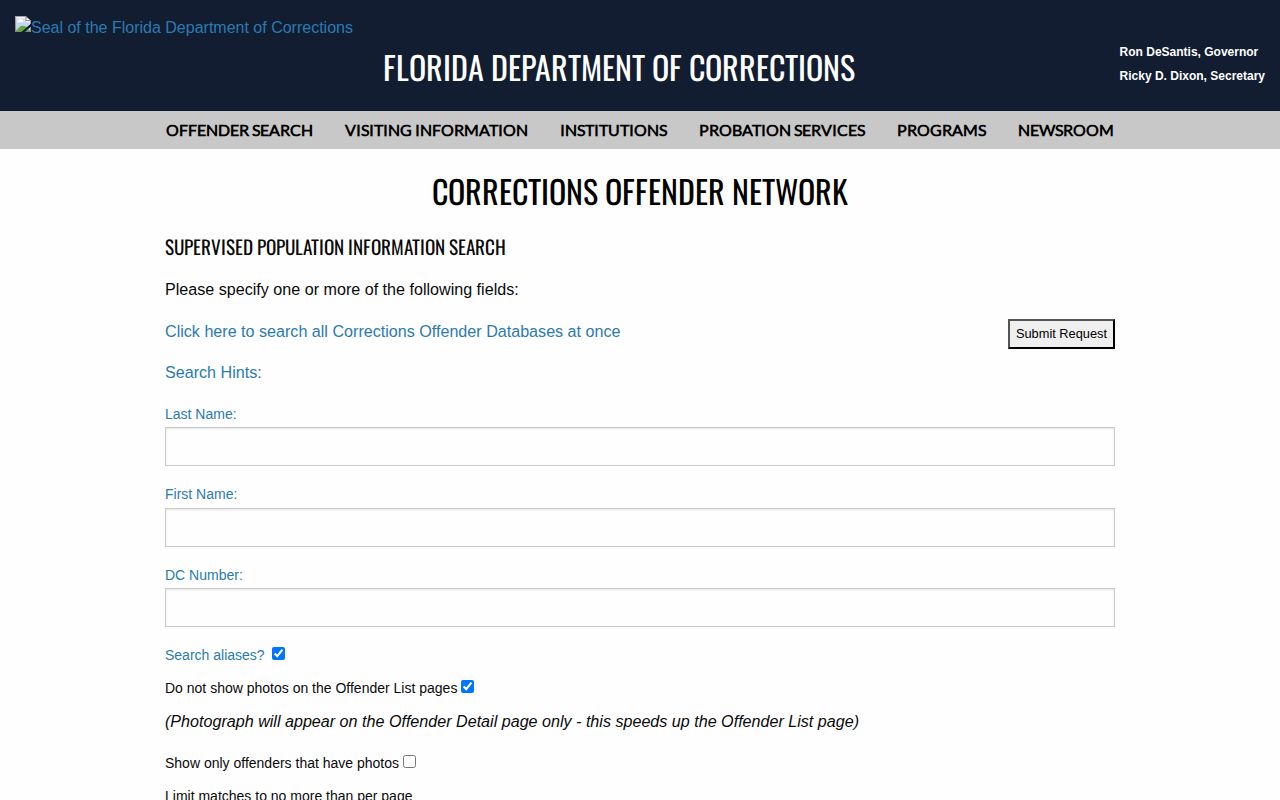 Calhoun County probation and parole supervised-population search