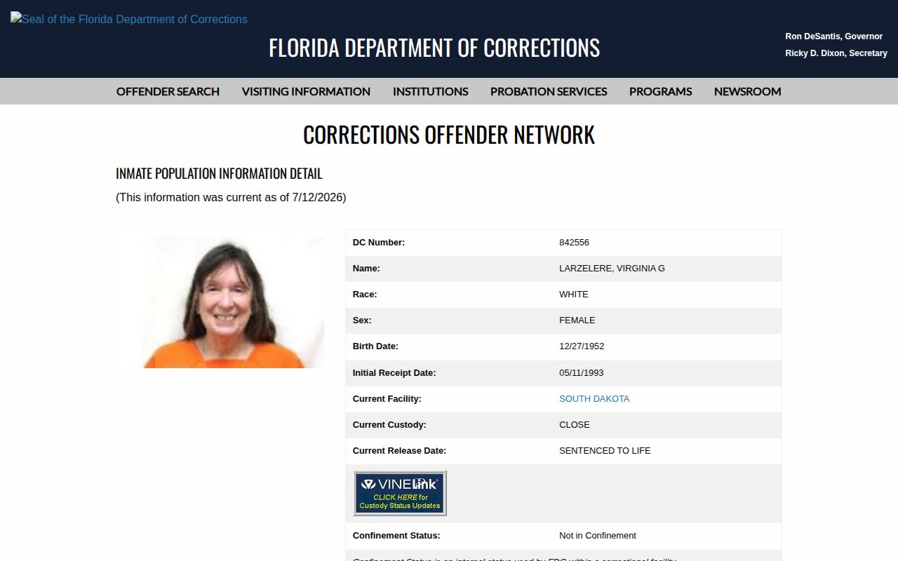 Calhoun County projected release record showing the Current Release Date field
